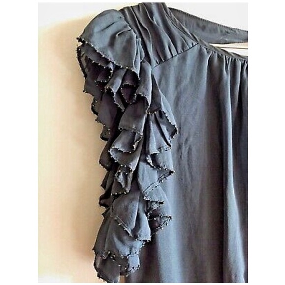 (SOLD)Kate Moss 🖤 For Topshop Ruffle Chiffon Dress - Picture 2 of 4